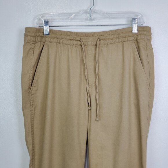 GAP Tan Pull-On Drawstring Elastic Waist Casual Pants With Pockets NWOT Size M - Picture 2 of 11